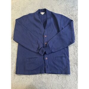 Men's VTG Cardigan 60s 70s Hatchers Blue Grandpa Size XL Sweater Made in USA